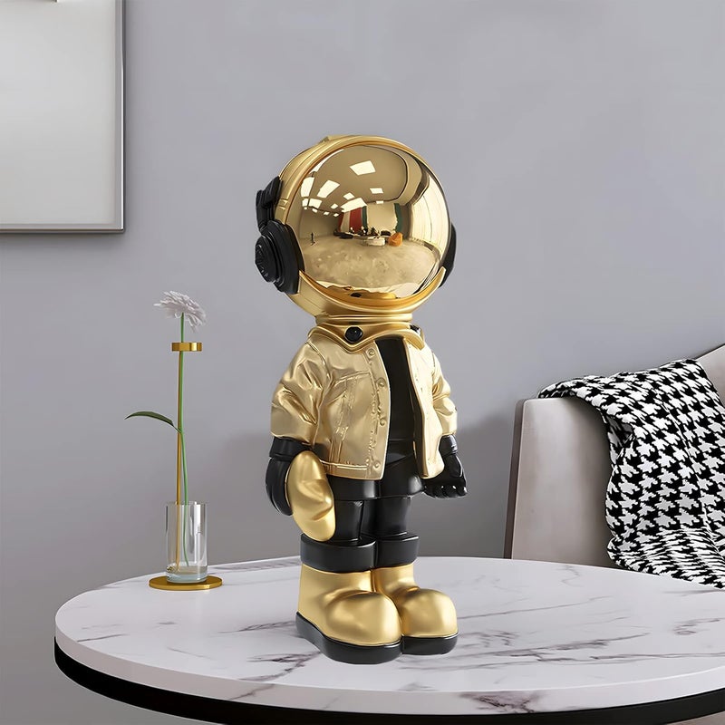 Dosker Astronaut Statues Spaceman Sculpture Polyresin Arts Gifts Gold Figurine Ornament Room Decor for Men,Home and Crafts Desktop Accessories Tabletop Decoration, Living Room, Office, Bookshelf - Image 2